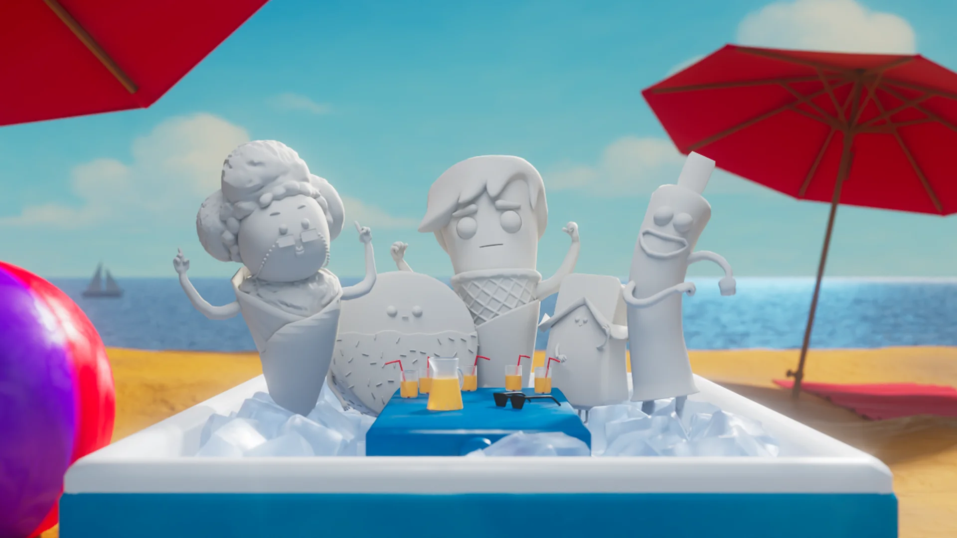 A look development render from the Brink Helsinki Case Study: Character Animation for Consumer Products. The look development idea is an initial render showing materials, lighting and overall look of the image before final rendering.
