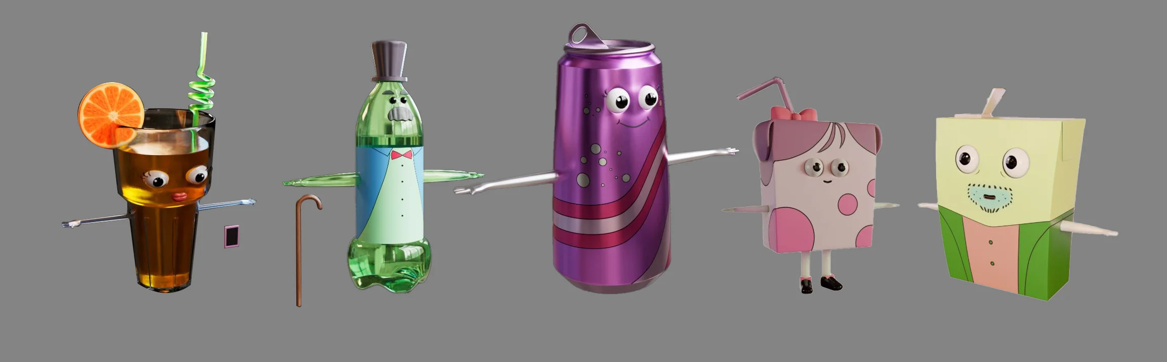A look development render from the Brink Helsinki Case Study: Character Animation for Consumer Products. The look development idea is an initial render showing materials, lighting and overall look of the image before final rendering.