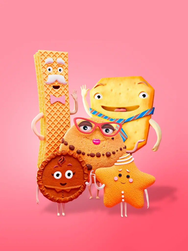OOH Print image from the Brink Helsinki Case Study: Character Animation for Consumer Products. This is a high resolution render of a group of characters made for the production for SOK / S-Market Uutuudet.